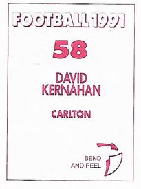 1991 Select AFL Stickers #58 David Kernahan Back